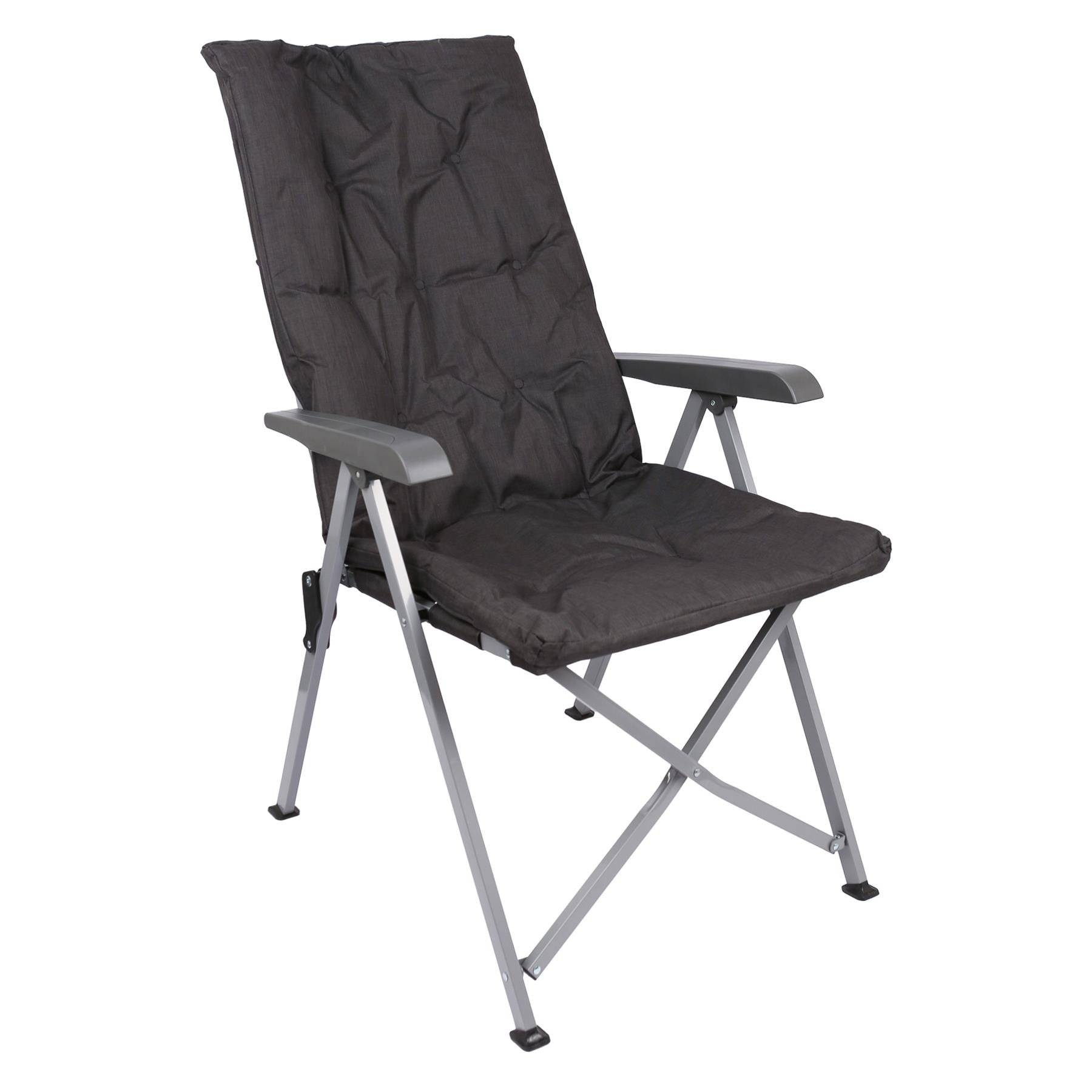 Harbour Housewares High Back Padded Reclining Camping Chair - Black