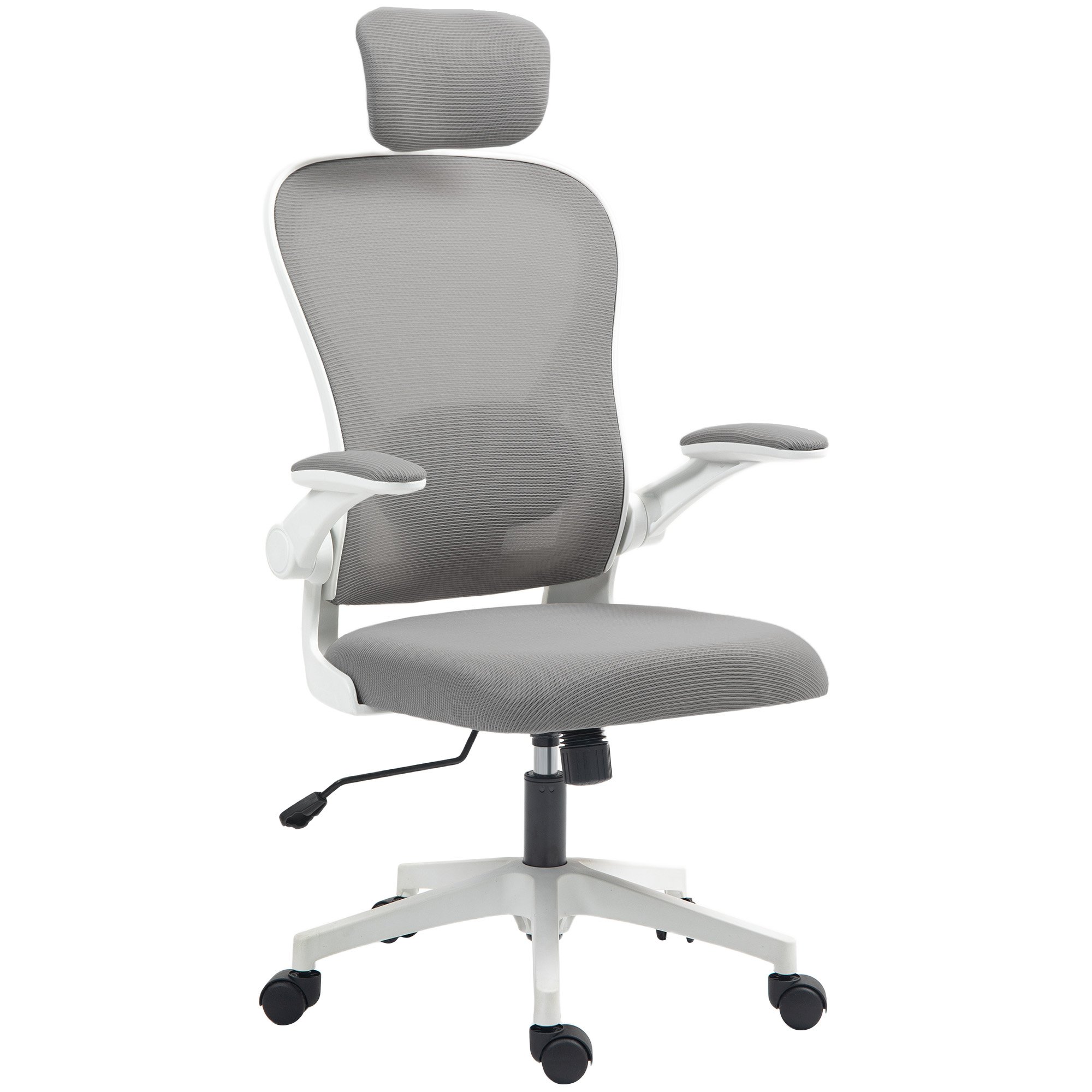 HOMCOM Mesh Adjustable Office Chair with Flip Up Armrest - Grey