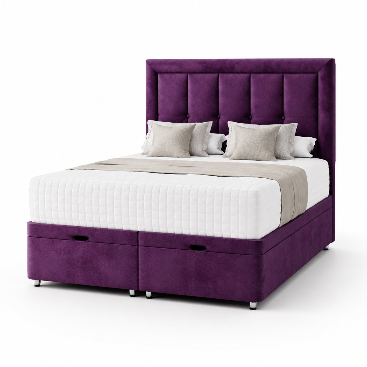 Comfy Deluxe Ren  6ft Super King  Ottoman End Lift  Bed Set - Naples Purple