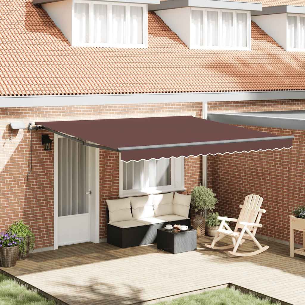 Walplus Electric Polyester Retractable - Brown - 400x300 cm - Anthracite Frame