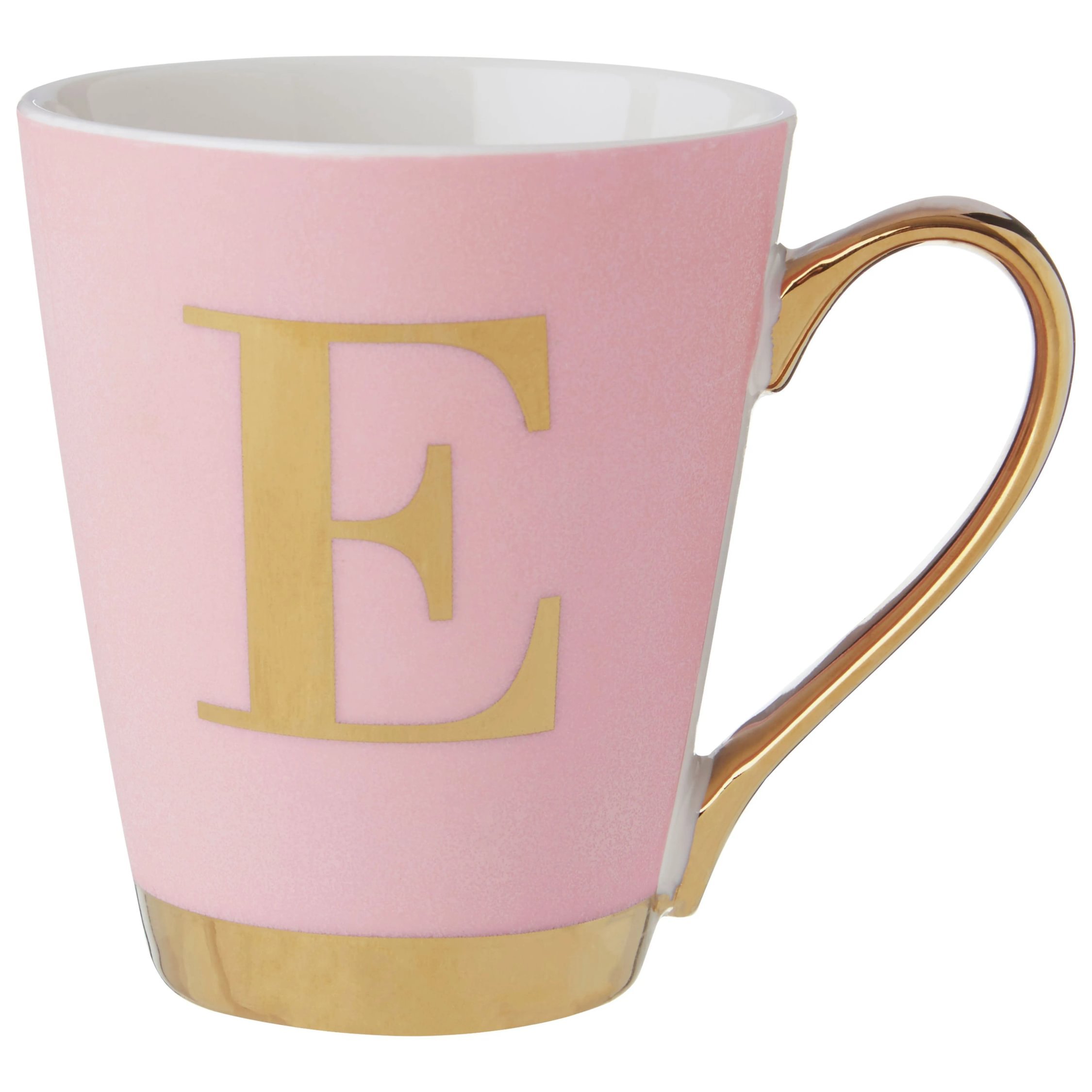 Orsina Frosted Deco E Marble Effect Monogram Mug – Pink