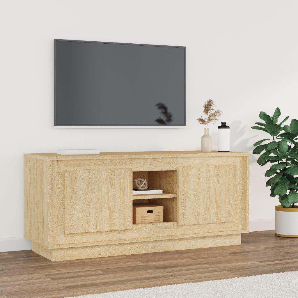 Walplus Engineered Wood TV Cabinet - Light Oak - 102 x 35 x 45 cm