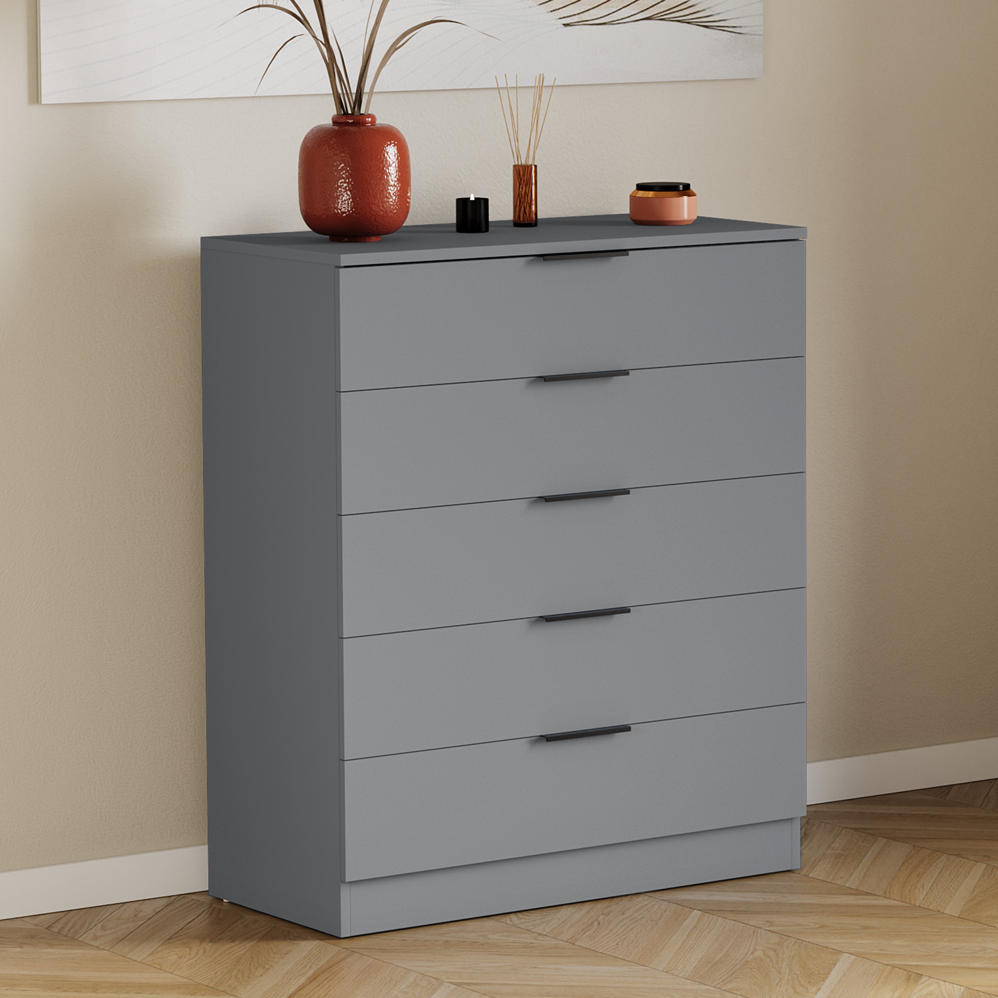 Vida Designs Trega 5 Drawer Chest - Grey