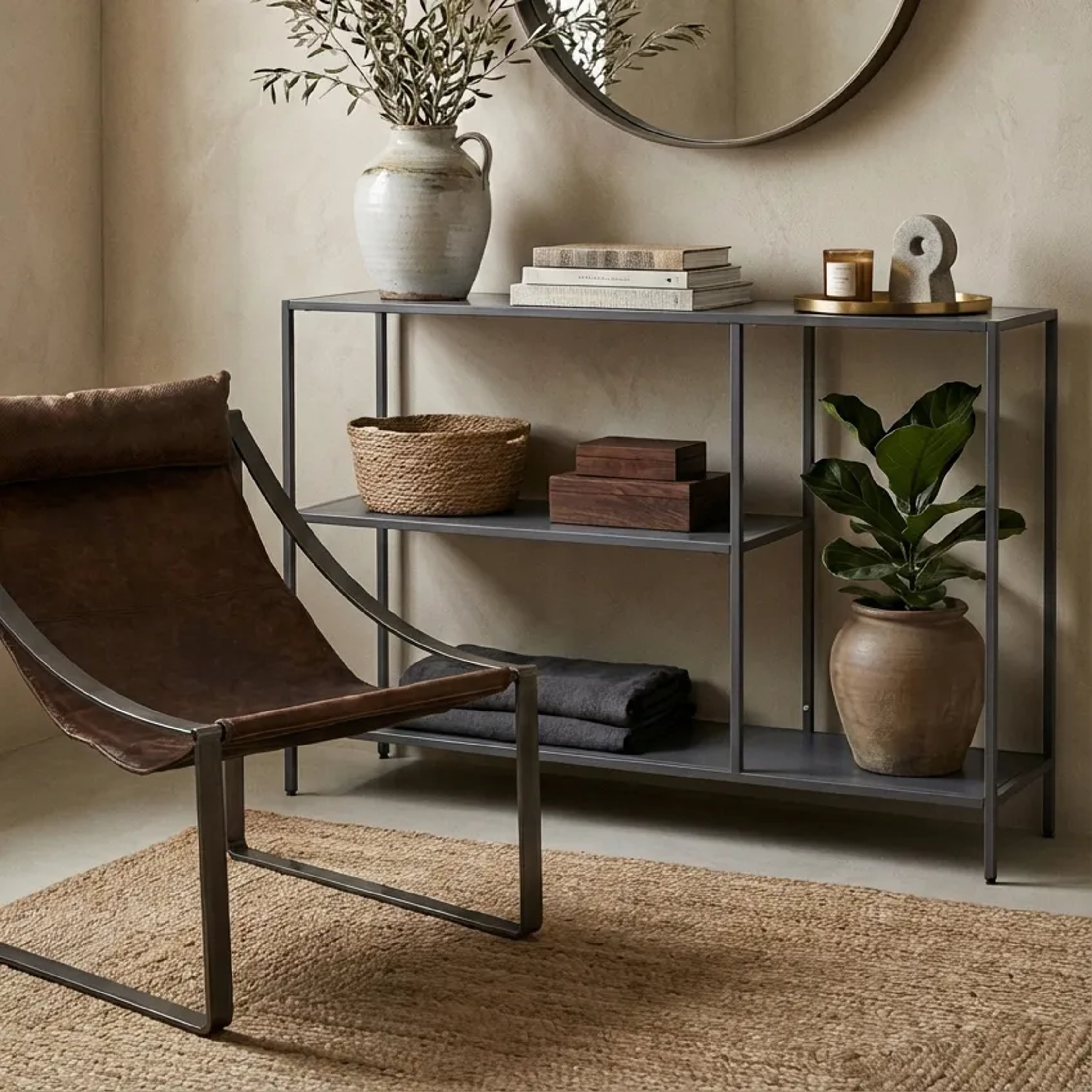 Orsina Acero Metal Console Table – Grey
