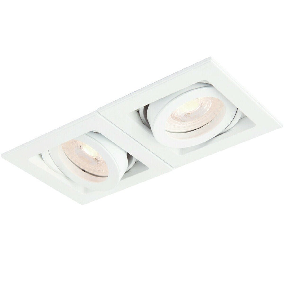 Loops Direct Die Cast Aluminium Twin Adjustable Recessed Downlight - White