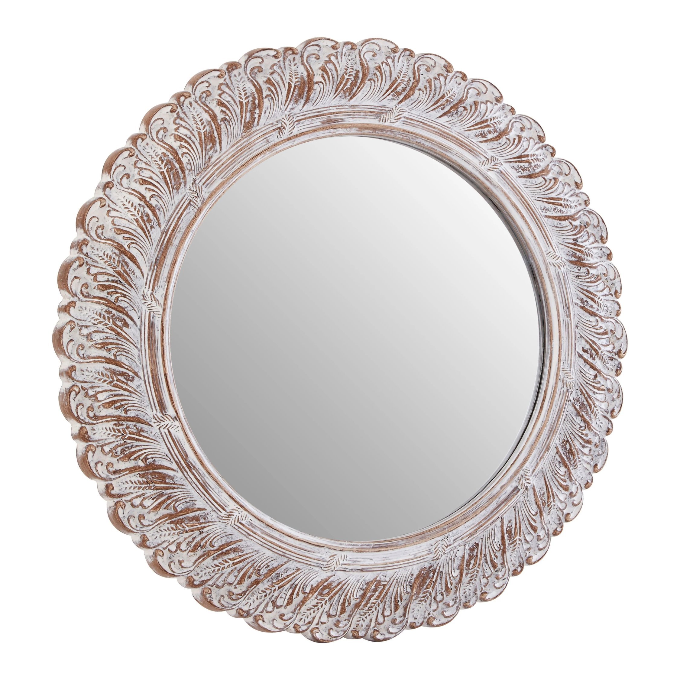 Orsina Plume Antique Acanthus Leaf Wall Mirror – Grey