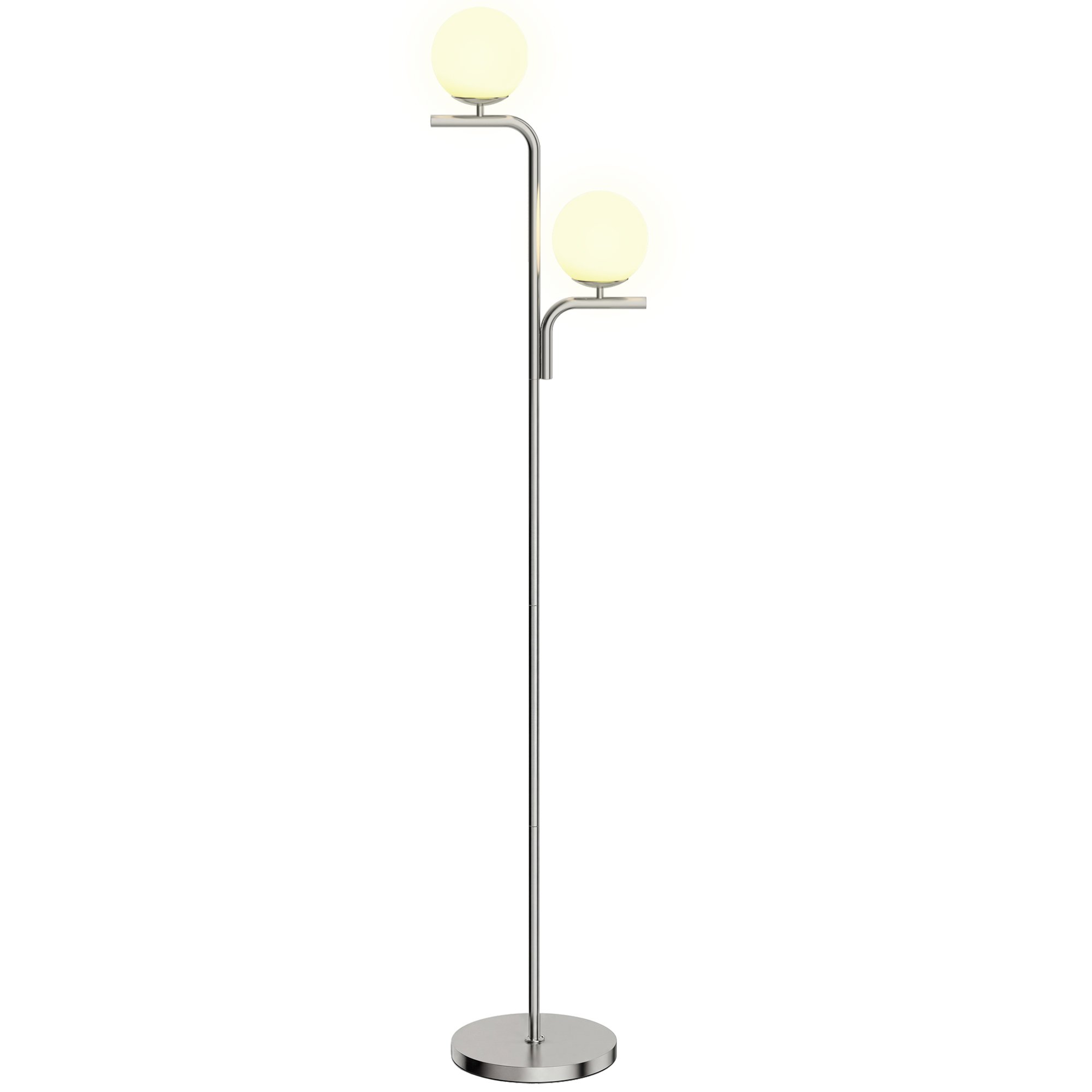 HOMCOM LED Dimmable Globe Glass Shades Floor Lamp - Silver Tone