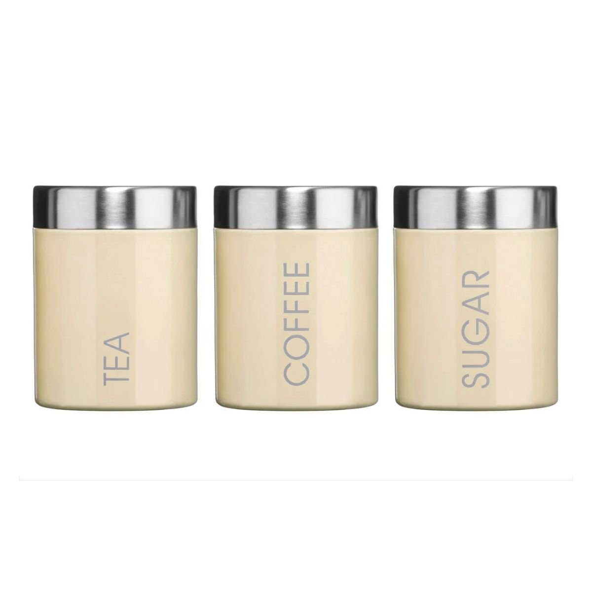 Orsina Liberty Set of 3 Enamel Tea Coffee and Sugar Canisters – Cream