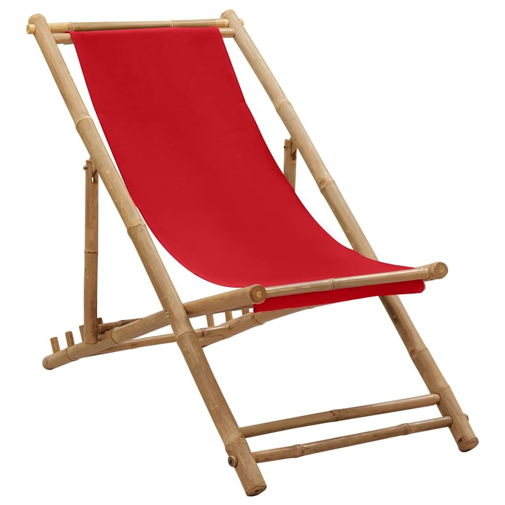 Walplus Bamboo Deck Chair - Red