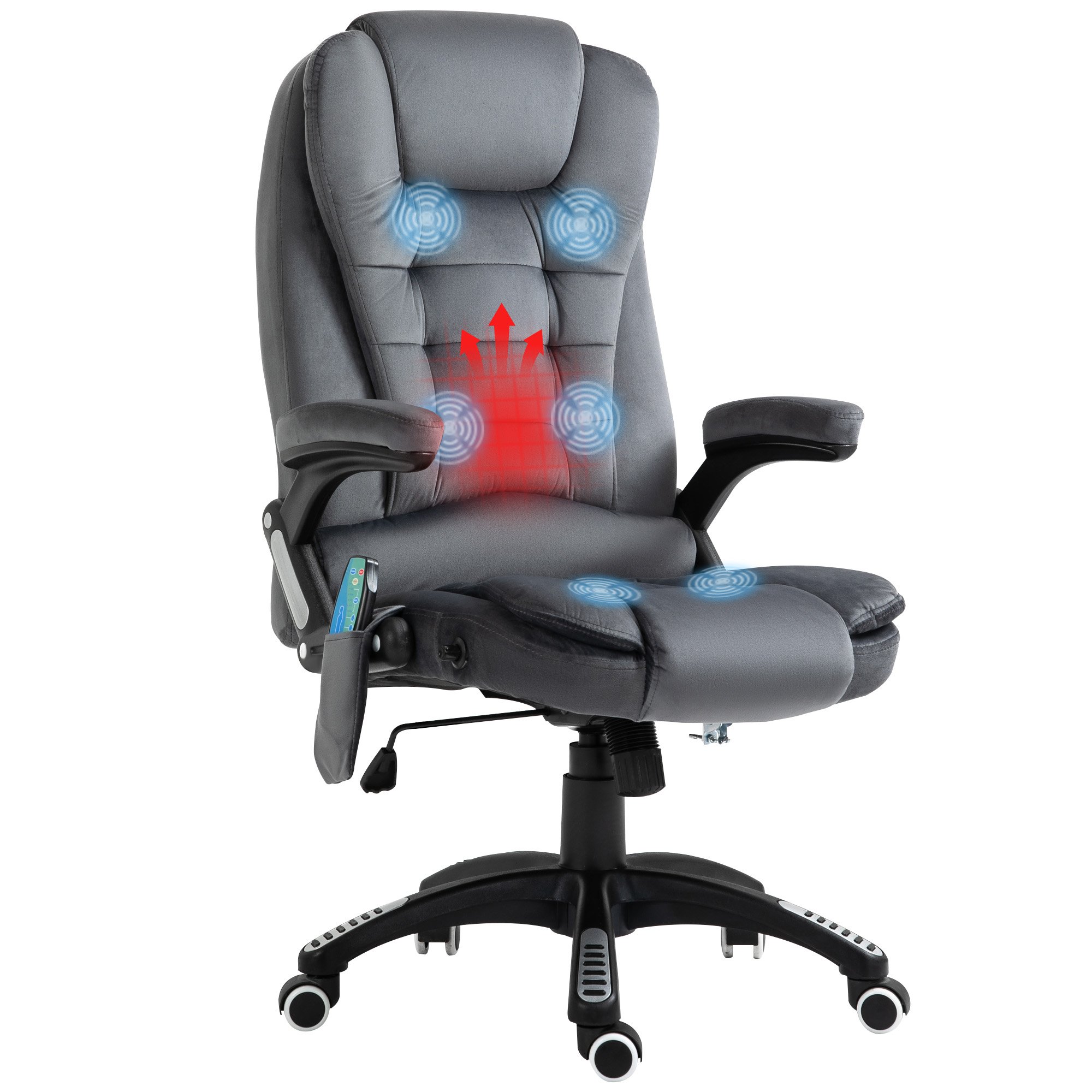 Vinsetto Velvet Fabric Executive Computer Desk Chair - Grey