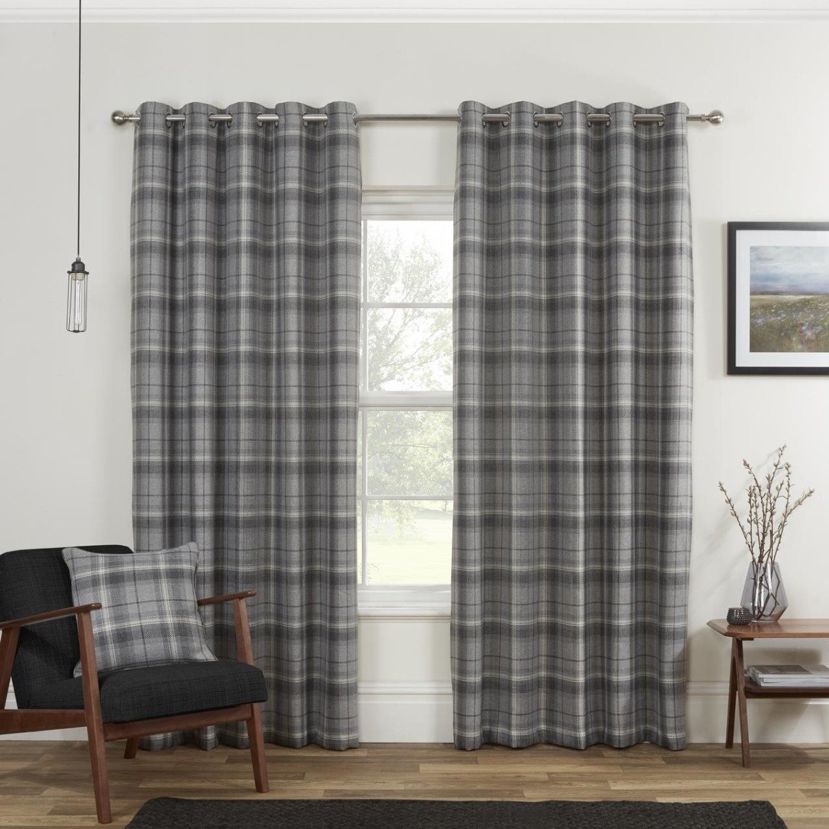 Sundour Carnoustie Eyelet Curtains - Grey - 117 x 183cm