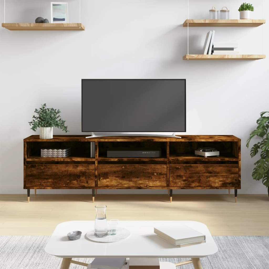 Walplus Engineered Wood TV Cabinet - Dark Oak - 150 x 30 x 44.5 cm