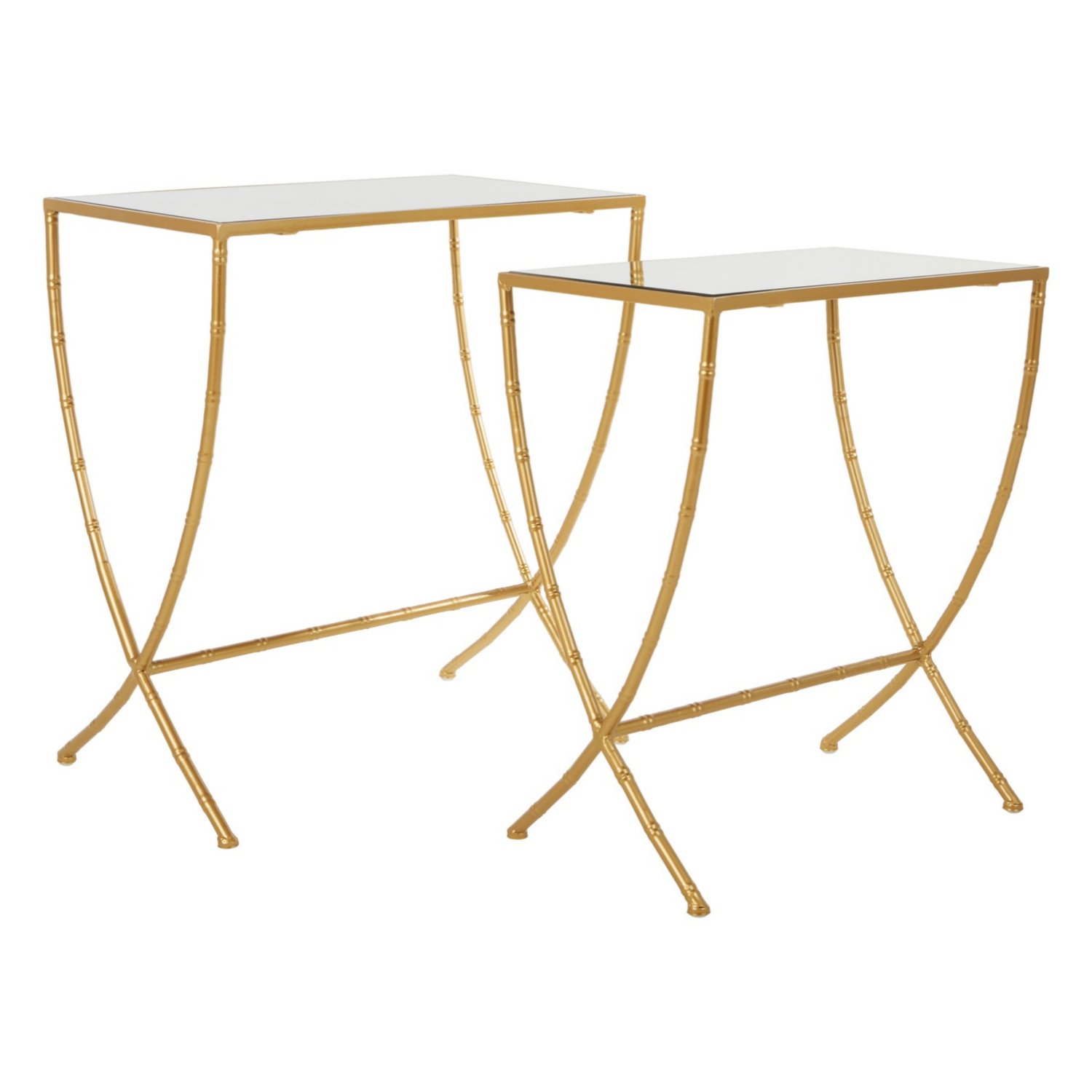 Orsina Avantis Set of 2 Bamboo Design Side Tables – Gold
