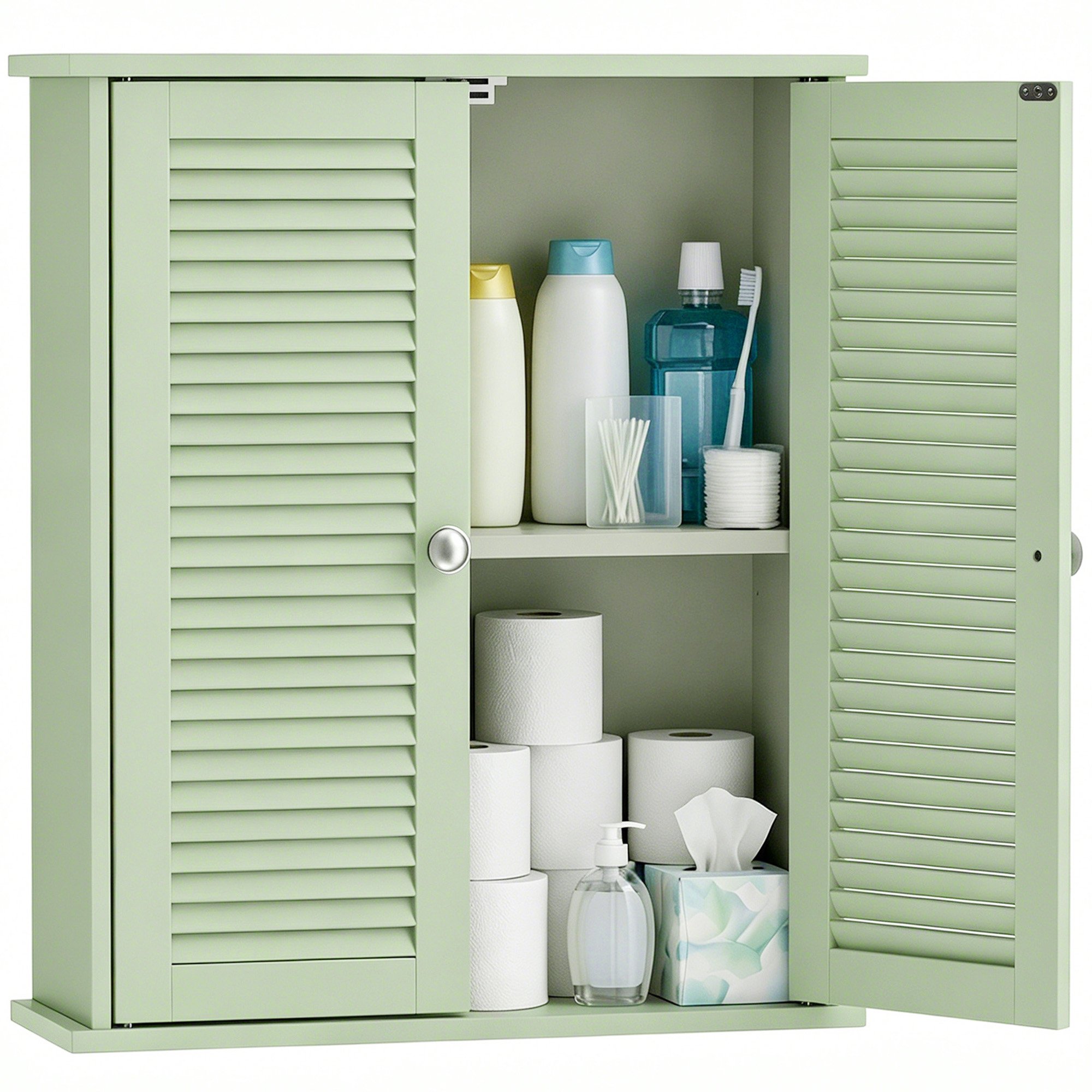 HOMCOM  2 Door Wall Mounted Bathroom Cabinet - Light Green