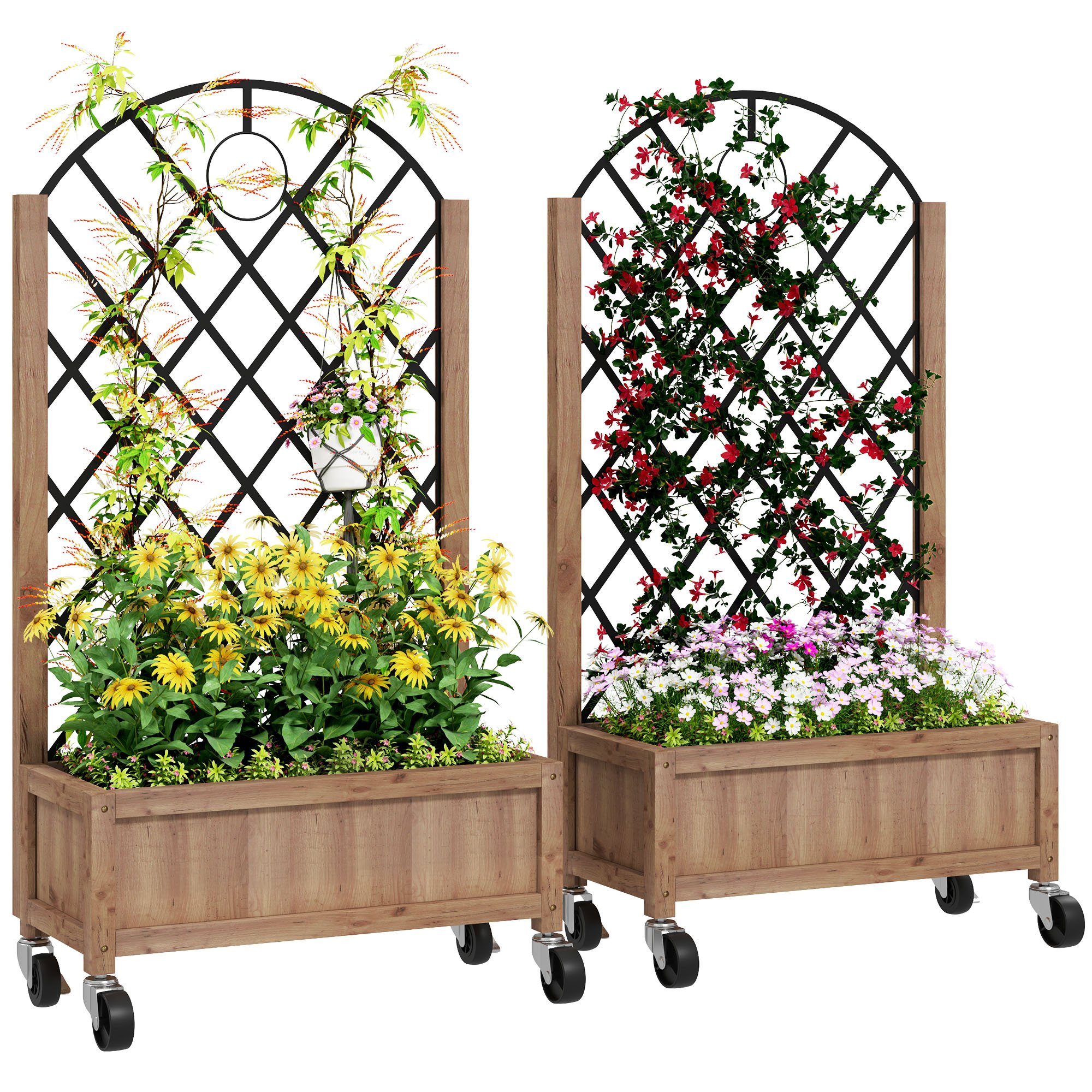 Outsunny 2 Metal Raised Garden Bed - Brown