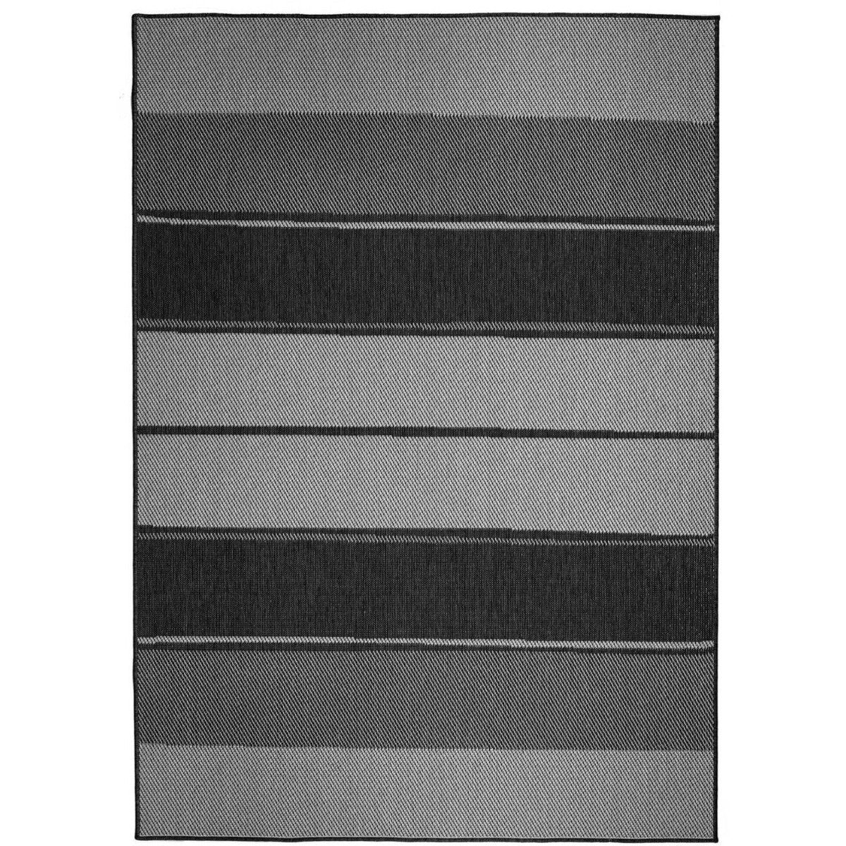 The Rugs Dark Grey Duo Weave Tonal Stripes Reversible Outdoor Rug - 160 x 230cm