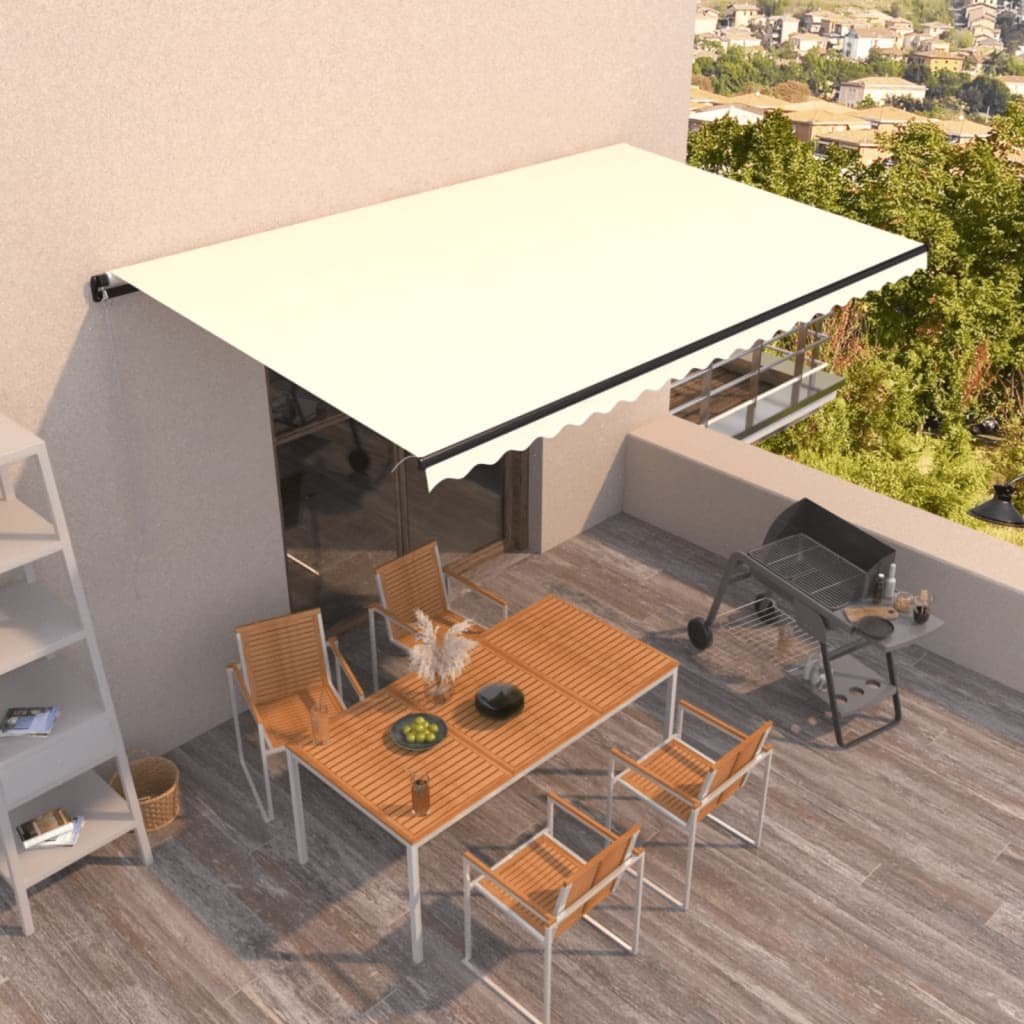 Walplus Manual Polyester Awning - Cream Anthracite Frame - 500x300 cm