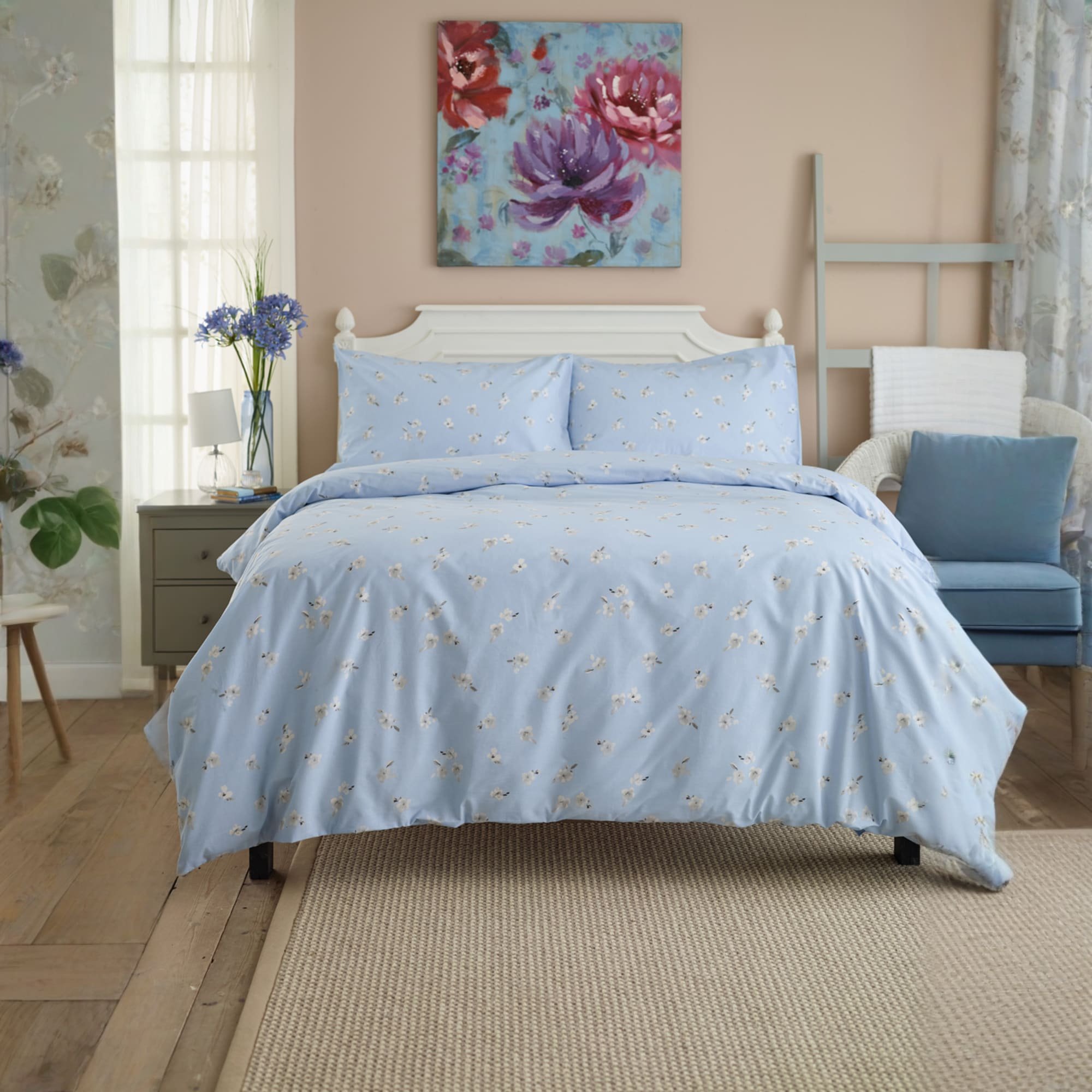 Deyongs Meadow Blue Floral Printed Duvet Set - Double