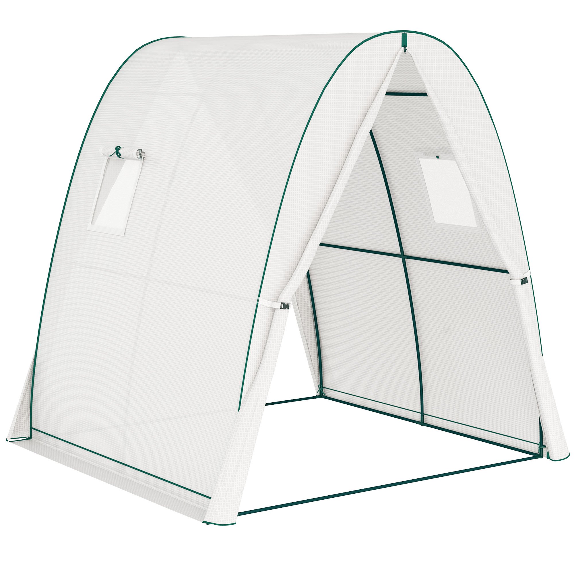 Outsunny PE Walk-In Polytunnel Greenhouse – White