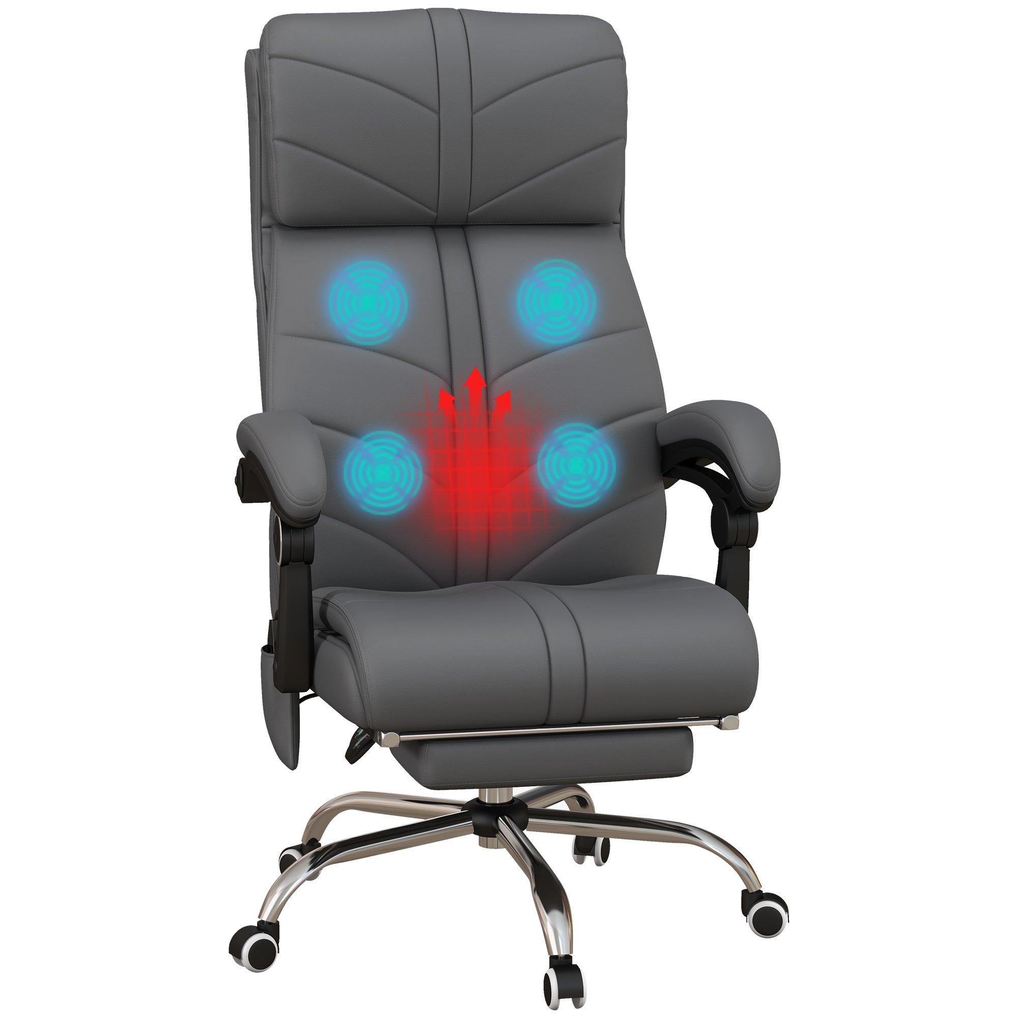 Vinsetto 4 Point Vibration Heating Massage Office Chair - Grey