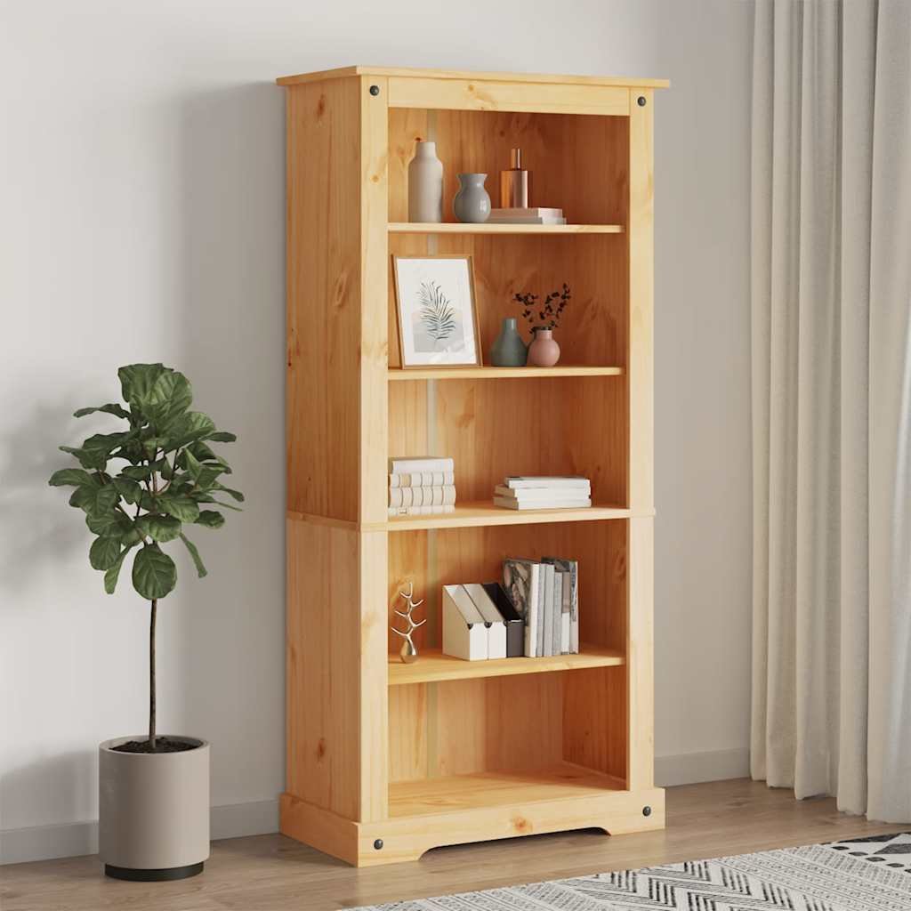Walplus Solid Pine Bookcase - Brown - 80 x 40 x 170 cm