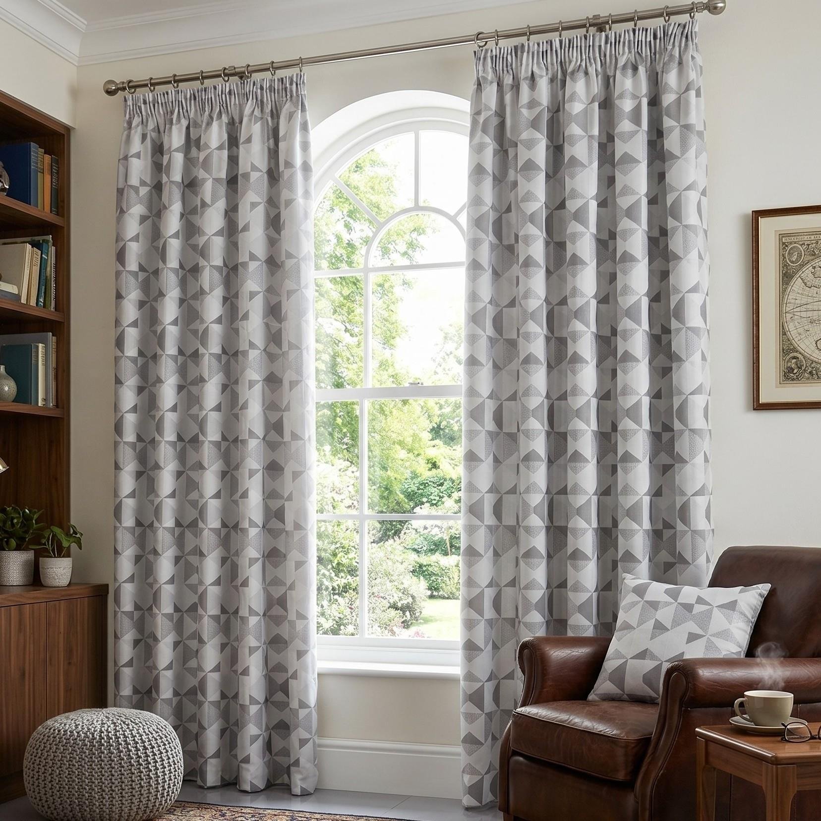 Luxury Living Nordic Lined Pencil Pleat Curtains 117cm x 137cm - Grey