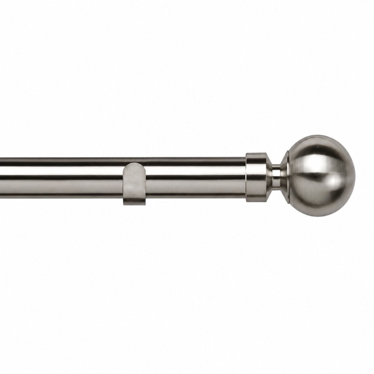 New Edge Blinds 28mm Satin Silver Ball Fixed Eyelet Curtain Pole - 80cm