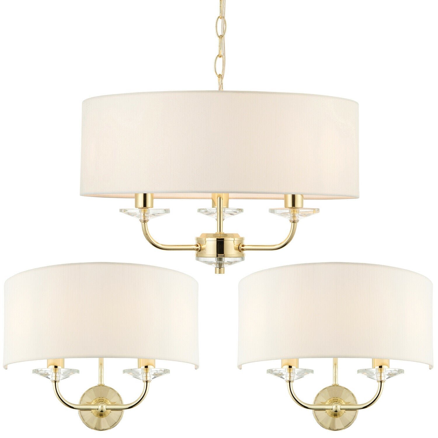 Loops Direct Steel Pendant and Twin Wall Lights - Brass