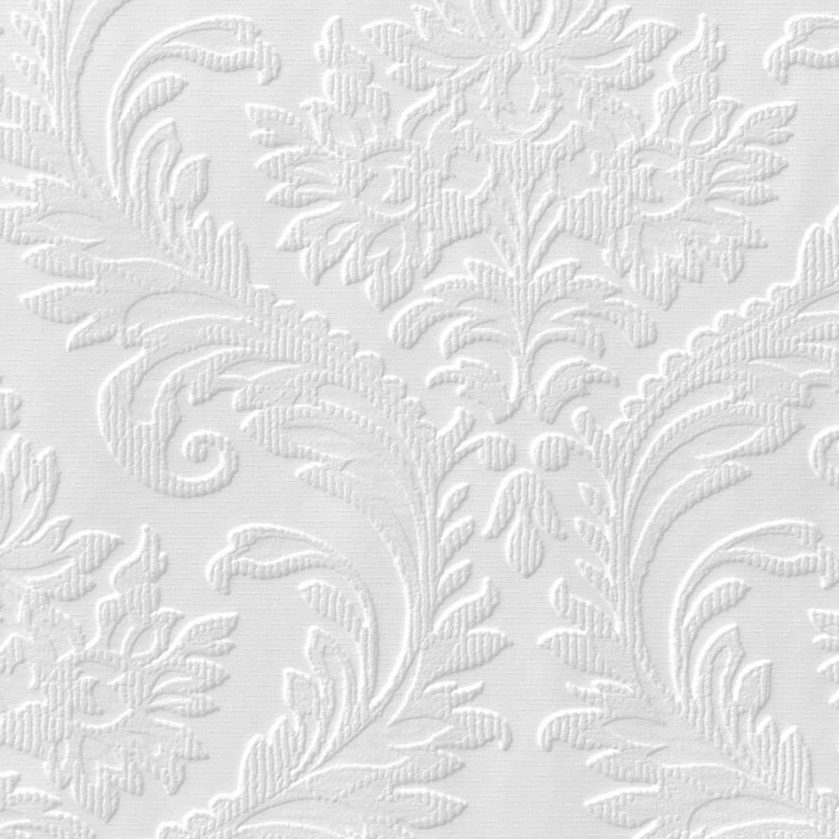 Anaglypta Damask Vinyl Textured Wallpaper - White