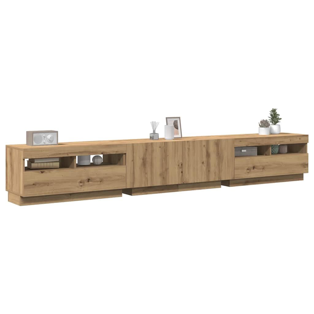 Walplus LED Engineered Wood TV Cabinet - Oak - 260 x 35 x 40 cm
