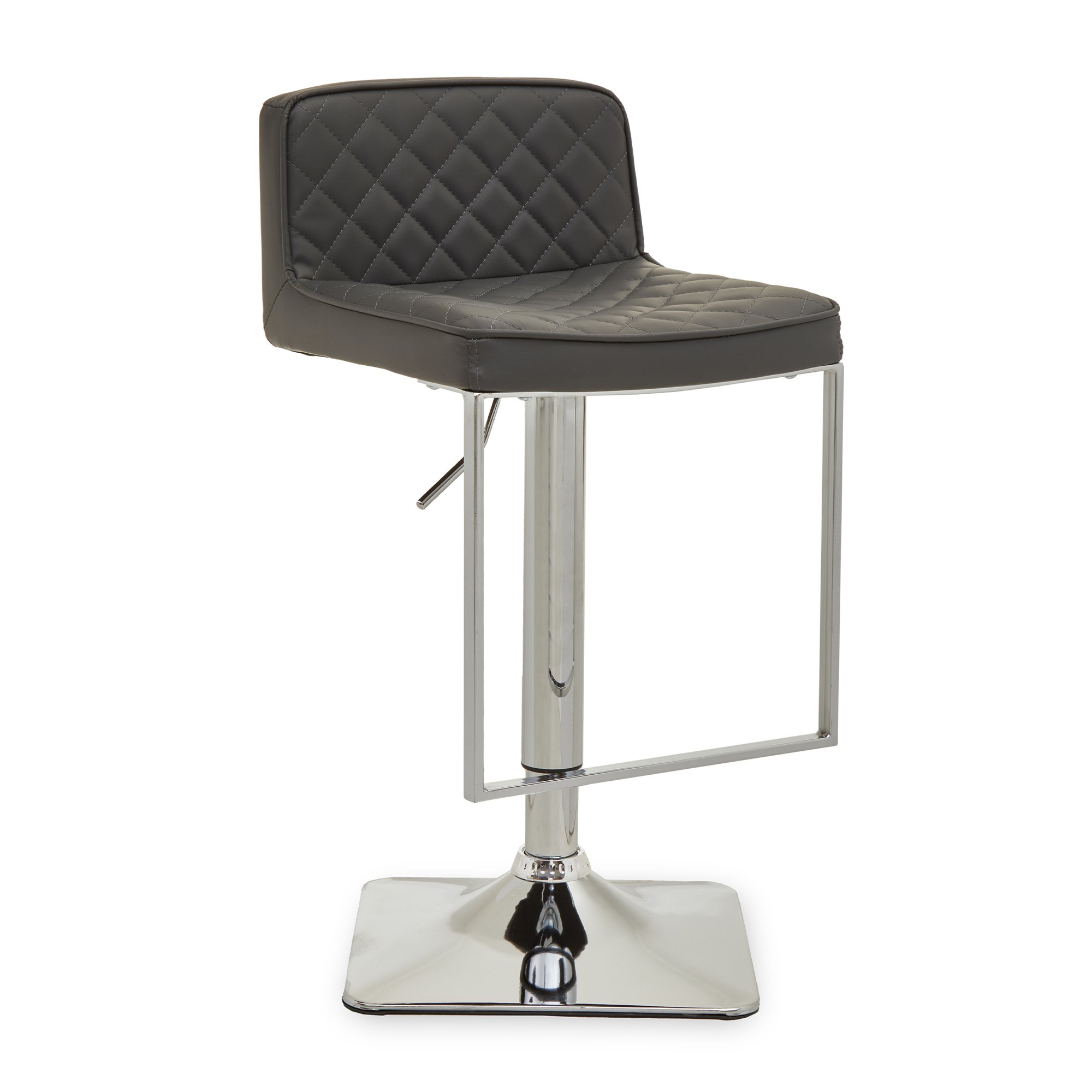 Orsina Baina Faux Leather Adjustable Swivel Bar Stool – Dark Grey & Chrome