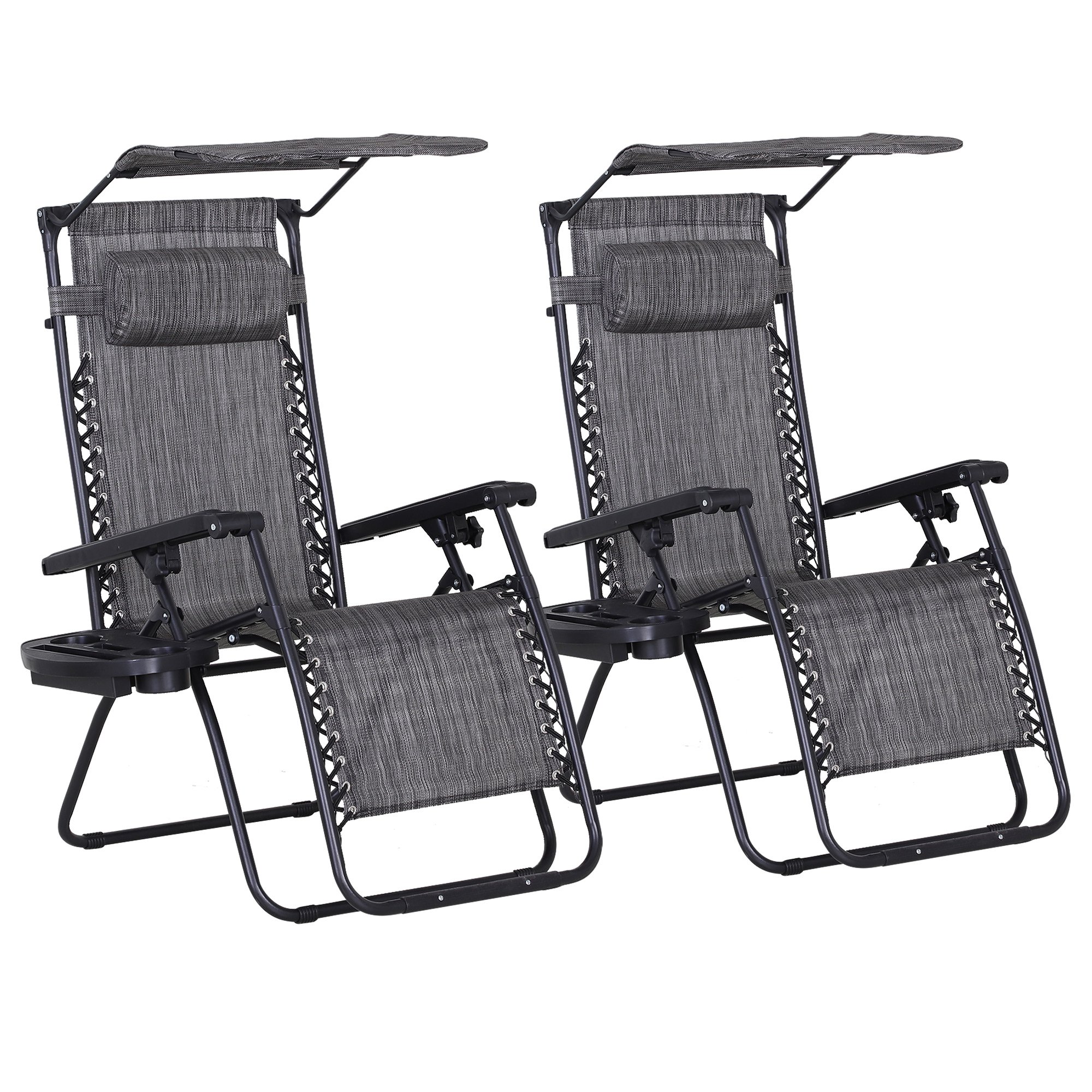 Outsunny Set of 2 Zero Gravity Foldable Reclining Garden Chairs – Grey