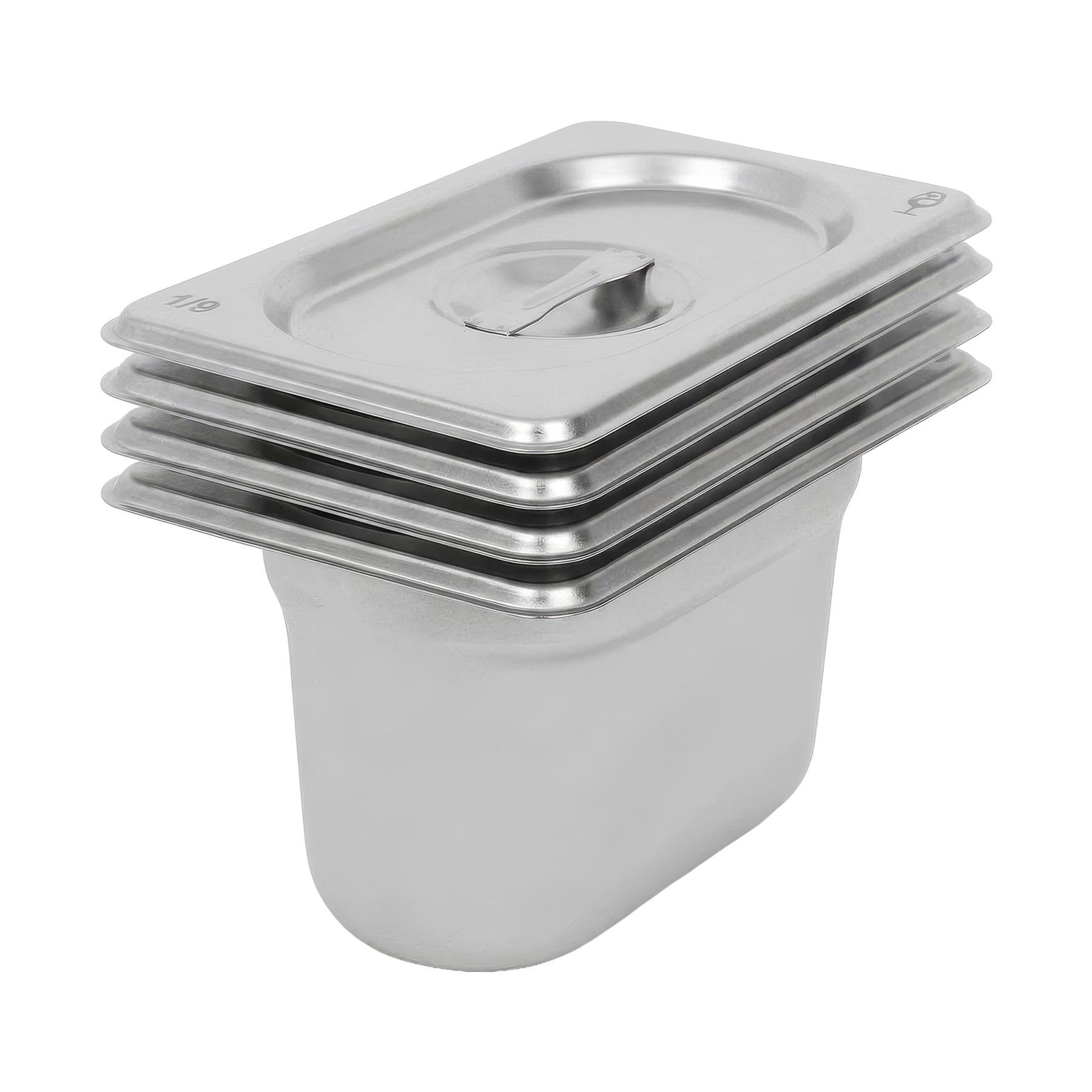 Argon Tableware Gastronorm Containers with Lids 1/9 - 800ml - Set of 4