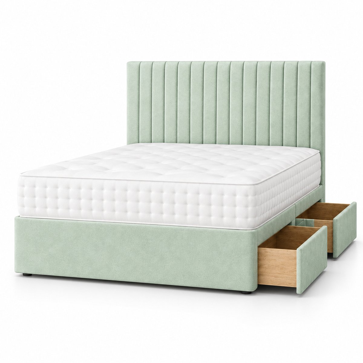 Comfy Deluxe 3ft Single    2 Drawer Suede  Divan Bed Set -  Duck Egg