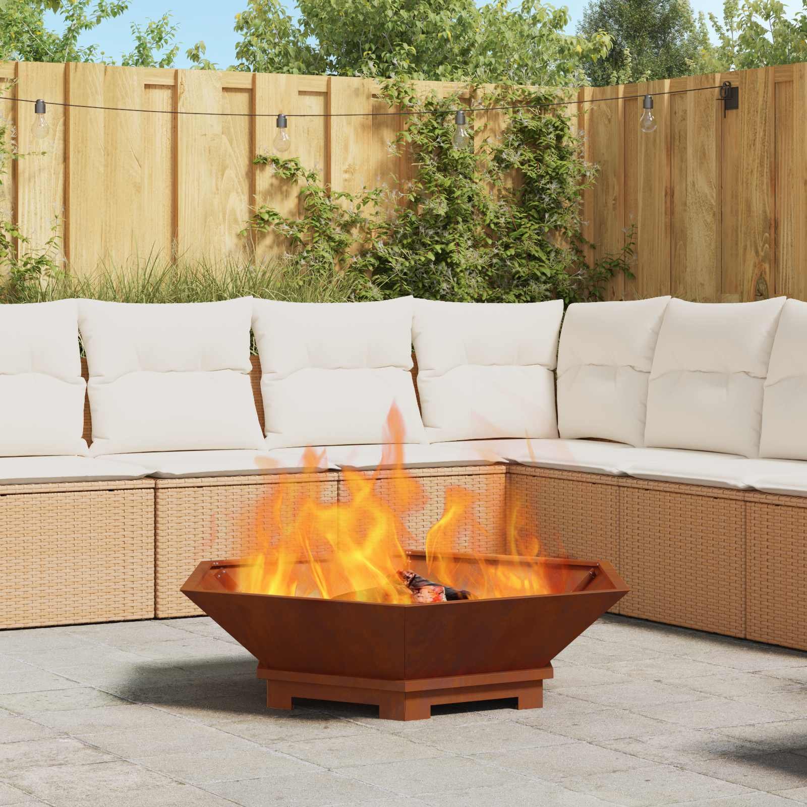 Walplus Steel Fire Pit Weathering - Brown - 100 x 100 x 28 cm