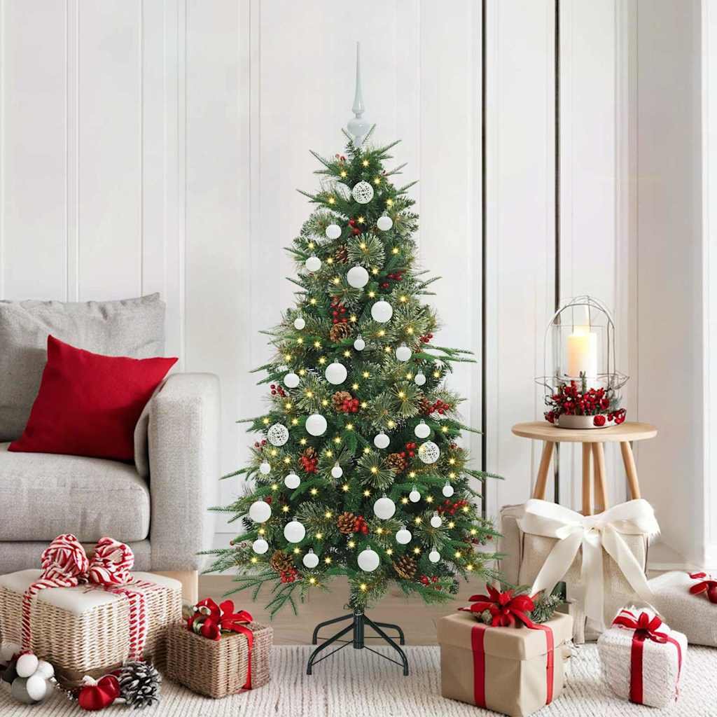 Walplus 150 LED Lights Hinged Christmas Tree Quick Setup - Green - 150 cm