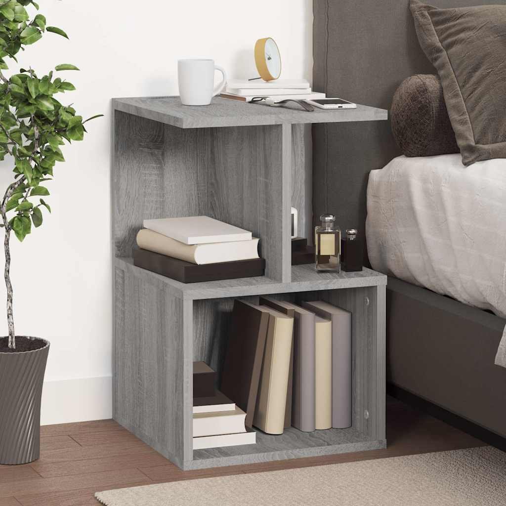 Walplus Engineered Wood Bedside Cabinet - Grey and Oak - 35 x 35 x 55 cm