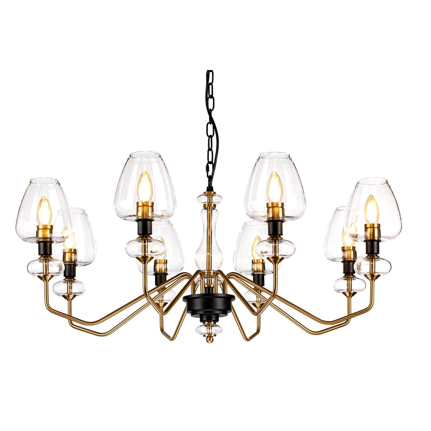 Elstead Armand 8 Arm Chandelier - Aged Brass Plated And Charcoal Black Paint