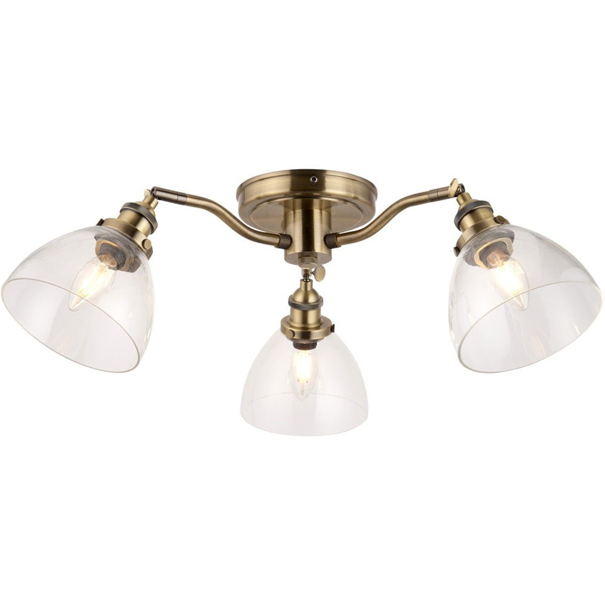 Loops Direct 50cm Diameter Semi Flush Ceiling Light - Antique Brass