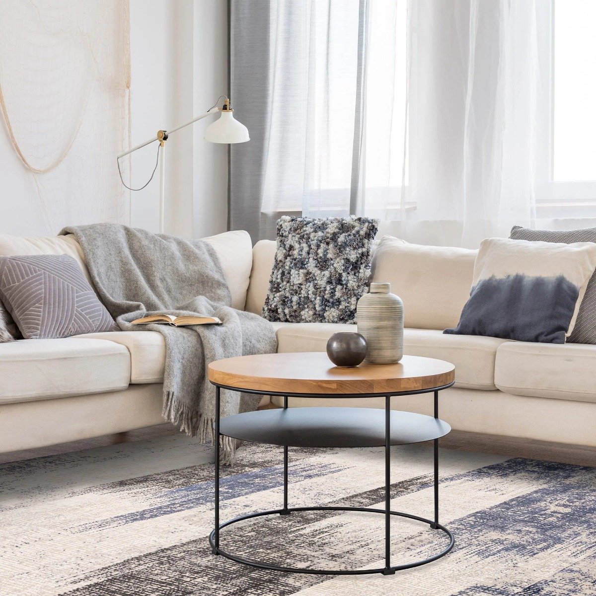 Mega Flooring Blue Modern Abstract Rug - 80 x 150cm