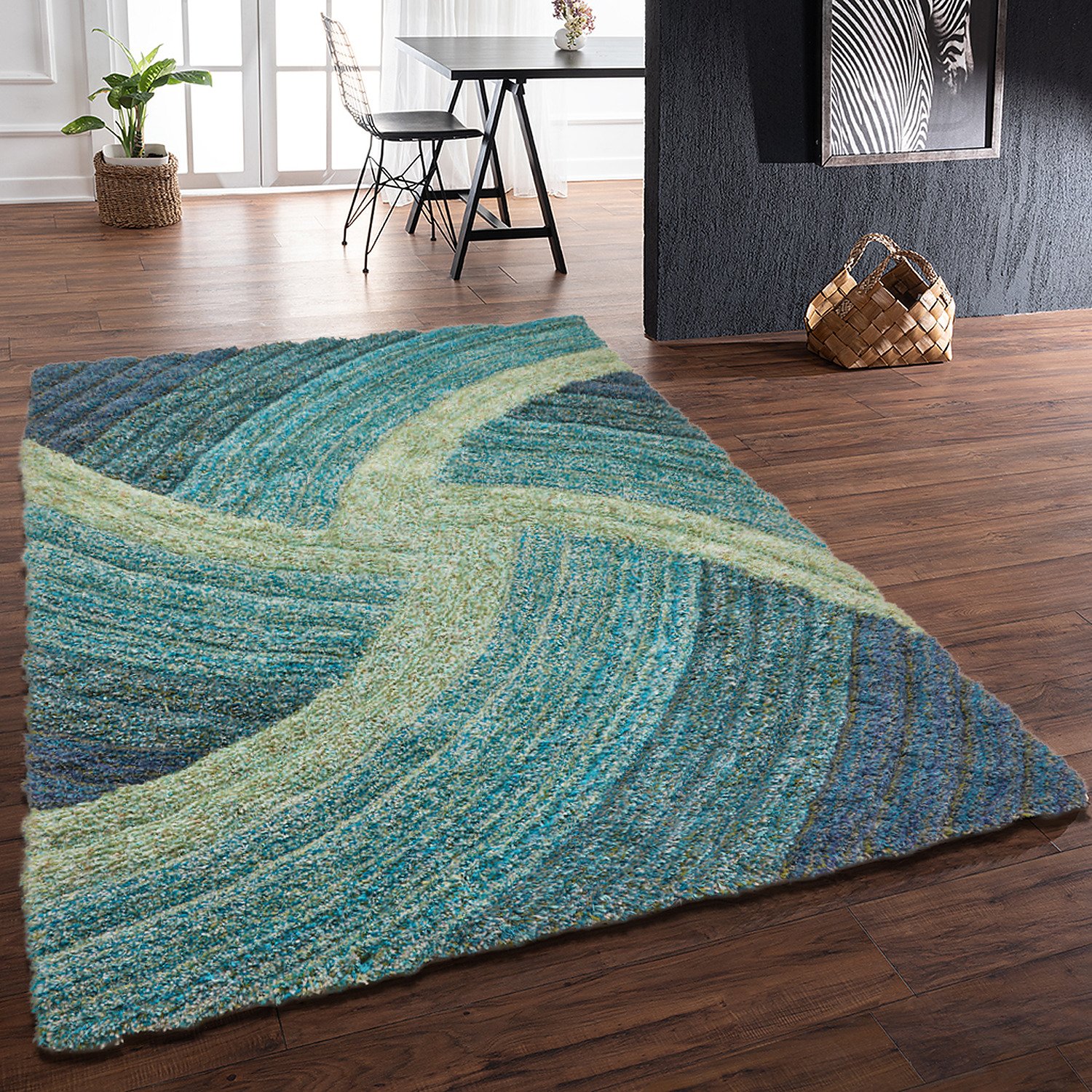 DS Living Ultra Plush Stella Shaggy Rug - Blue - 230x160cm