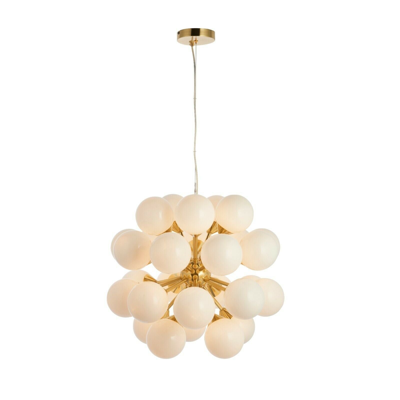 Loops Direct 55cm Diameter Steel and Glass Pendant Light - Satin Brass