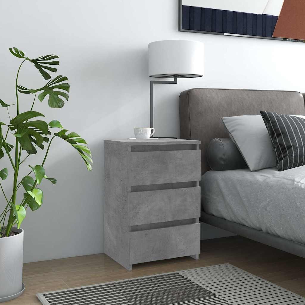 Walplus 3 Drawer Engineered Wood Bed Cabinet - Stone Grey - 40 x 35 x 62.5 cm
