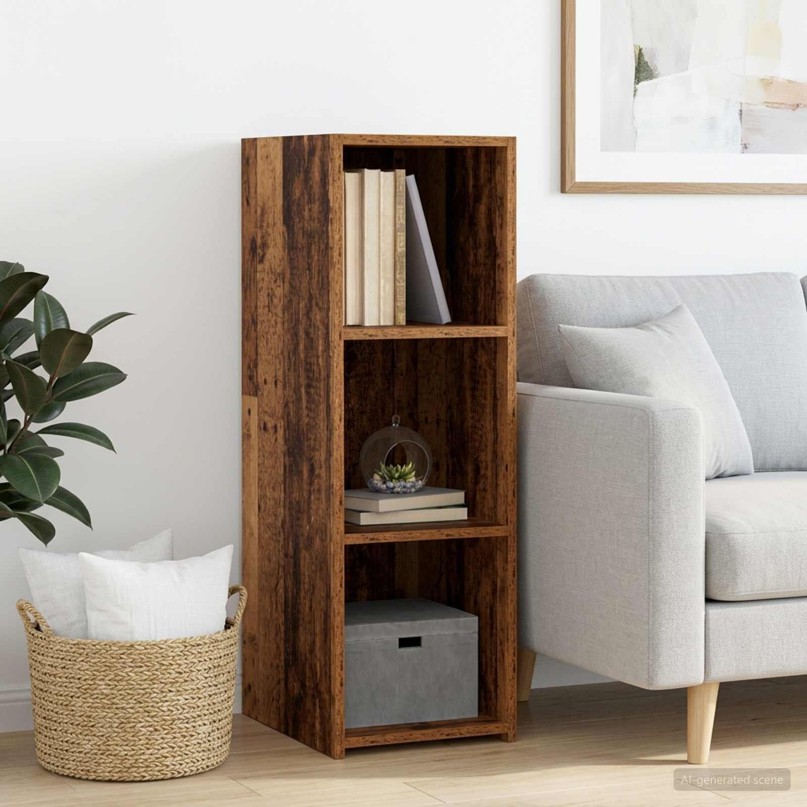 Walplus 2 Shelf Rectangular Sideboard - Old Wood - 30 x 41 x 93 cm