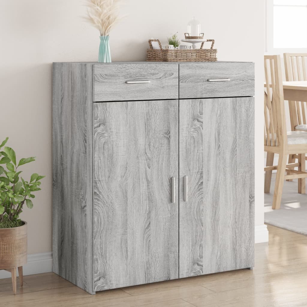 Walplus Engineered Wood Sideboard - Grey Sonoma - 80 x 42.5 x 93 cm