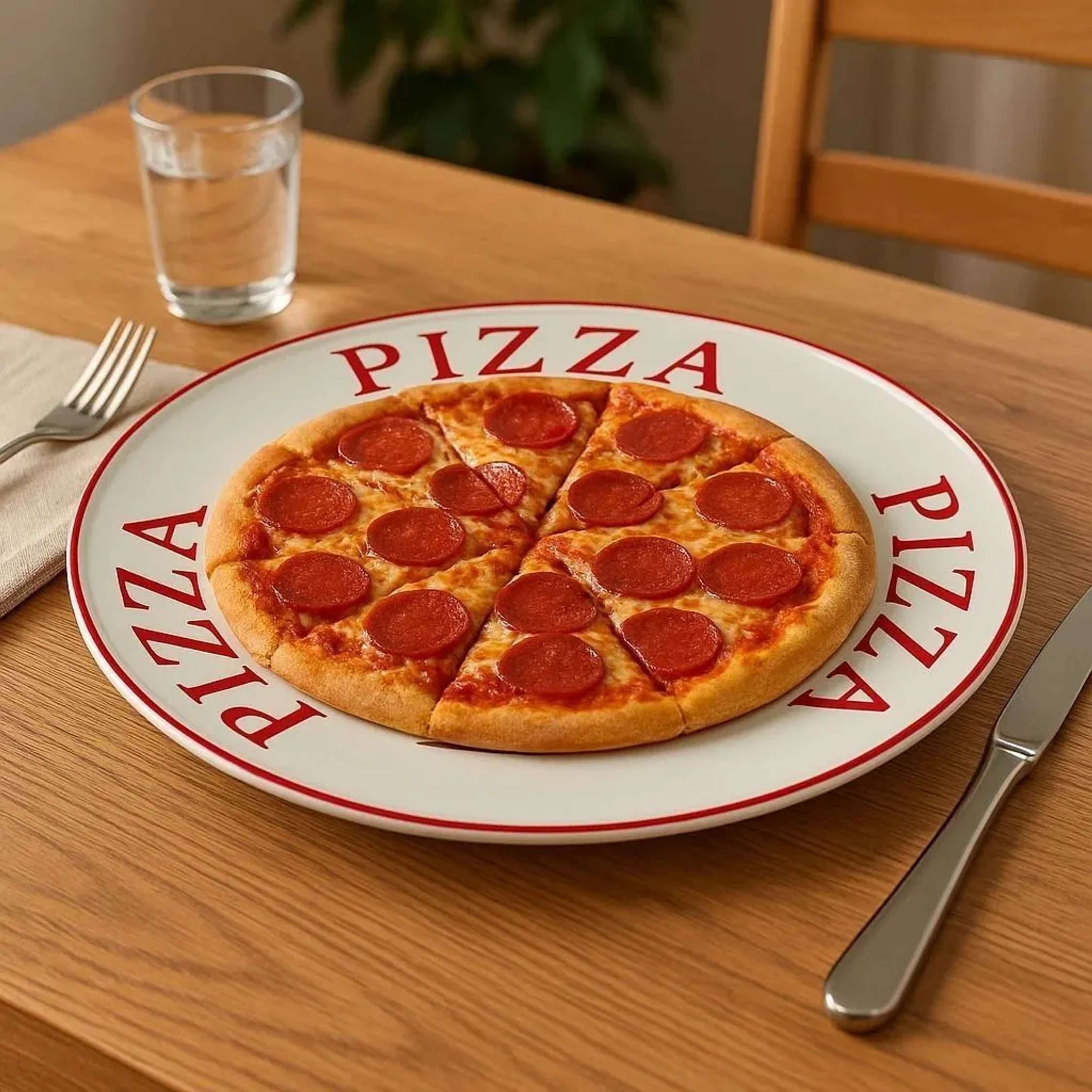 Orsina Hollywood Pizza Plate - Cream and Red