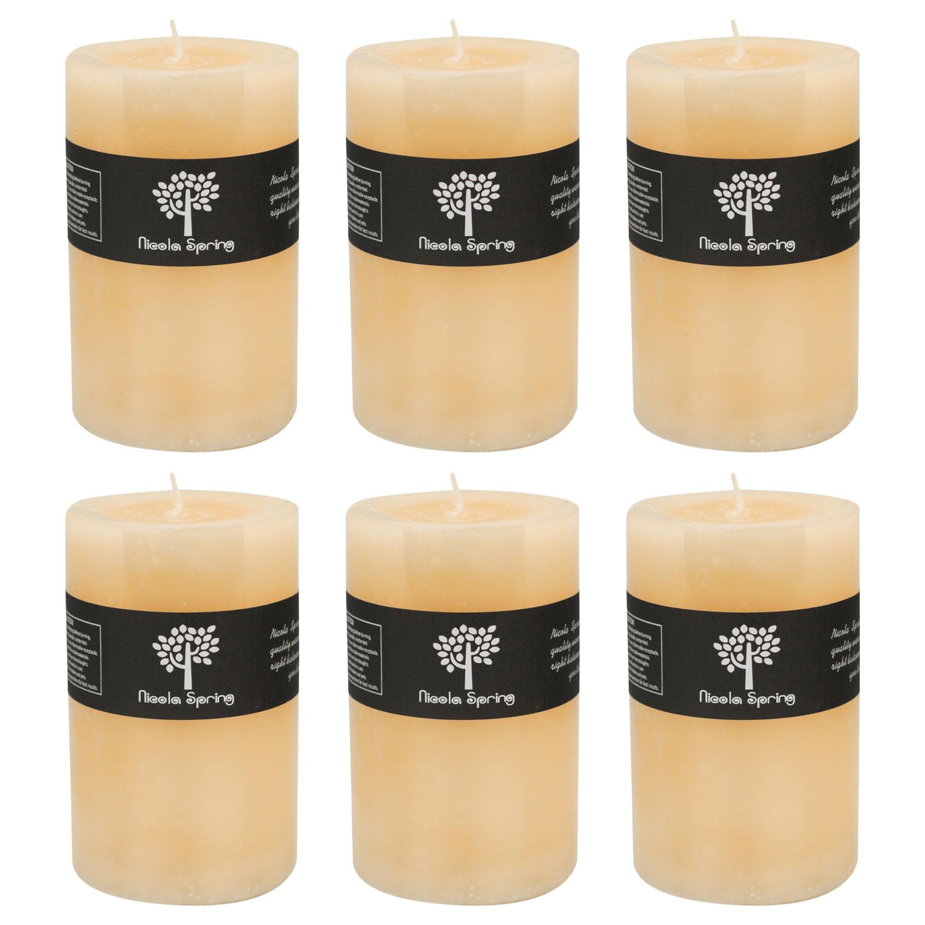 Nicola Spring 130ml Round Vanilla Pillar Candles Pack of 6 - Cream