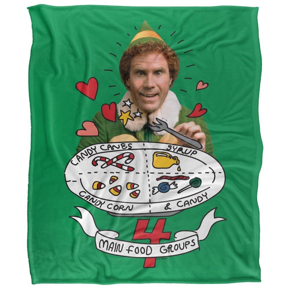 Elf 4 Main Food Groups Soft Touch Blanket - 152cm x 127cm