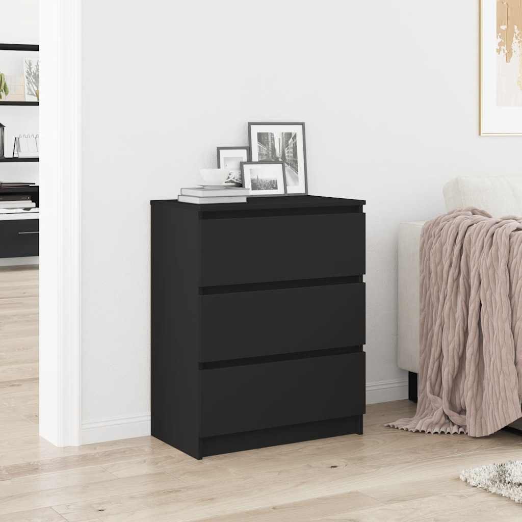 Walplus Engineered Wood Sideboard - Black - 60 x 35 x 76 cm