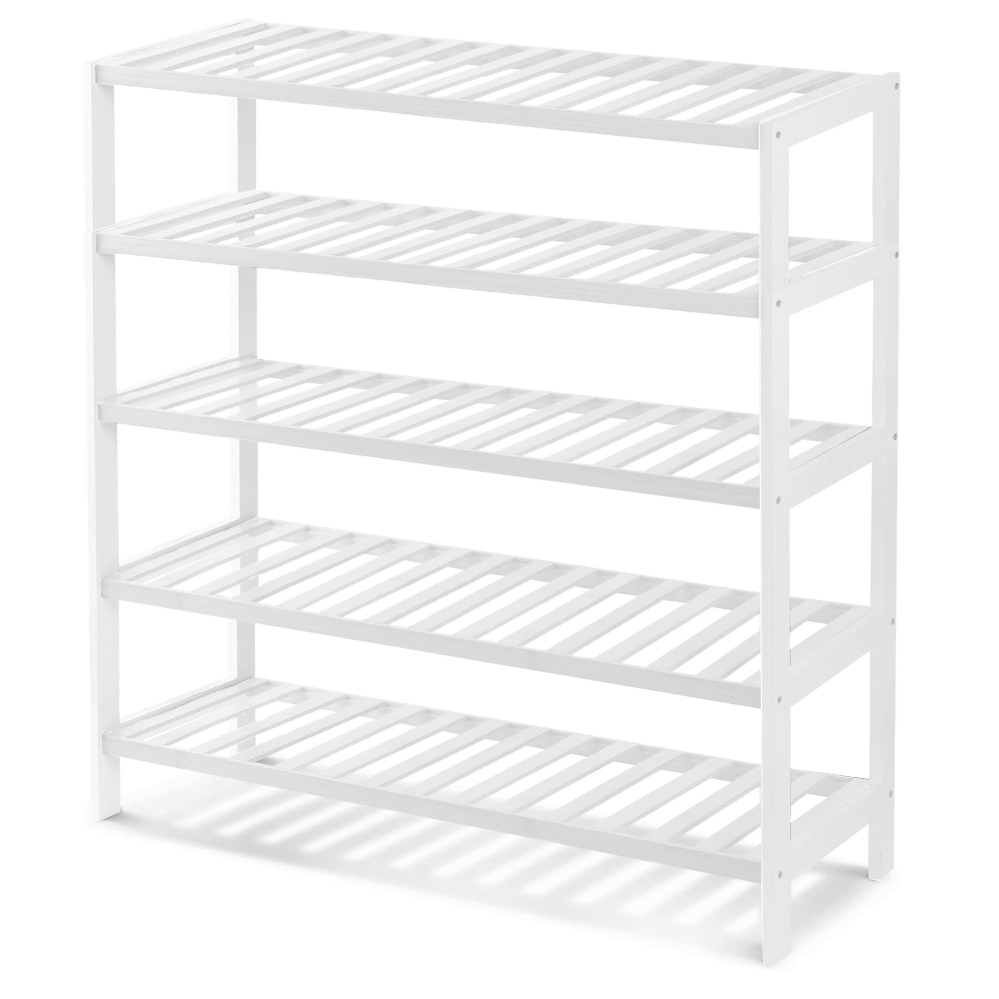 Keplin 5 Tier 15 Pair Bamboo Shoe Rack - White